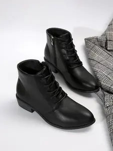 Women's Fashionable Lace Up Work Ankle Boots, 2024 New Style Casual Comfortable Round Toe Boots for Fall & Winter, Female All-match Trendy Shoes for Daily Wear
