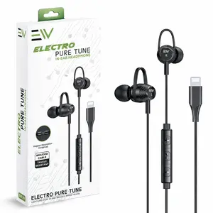 Electronic World Lightning Wired Earphones for iPhone – 10mm Drivers, Braided Cable, Noise Isolating, Mic & Volume Control, Black, Manufacturer Warranty, iPhone Wired Earphones