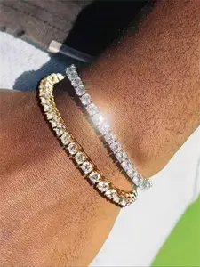 Fashionable Unisex Rhinestone Tennis Bracelet, Elegant Versatile Accessory, Perfect for Daily Parties, Ideal Birthday Gift, Twisted Chain Bracelet, Rhinestone Decor Bangles
