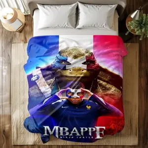 Mbappé Ninja Turtle Funny Print Fleece Blanket, Soft Warm Washable Throw for Couch Bed or Travel, Ideal Gift for All Seasons
