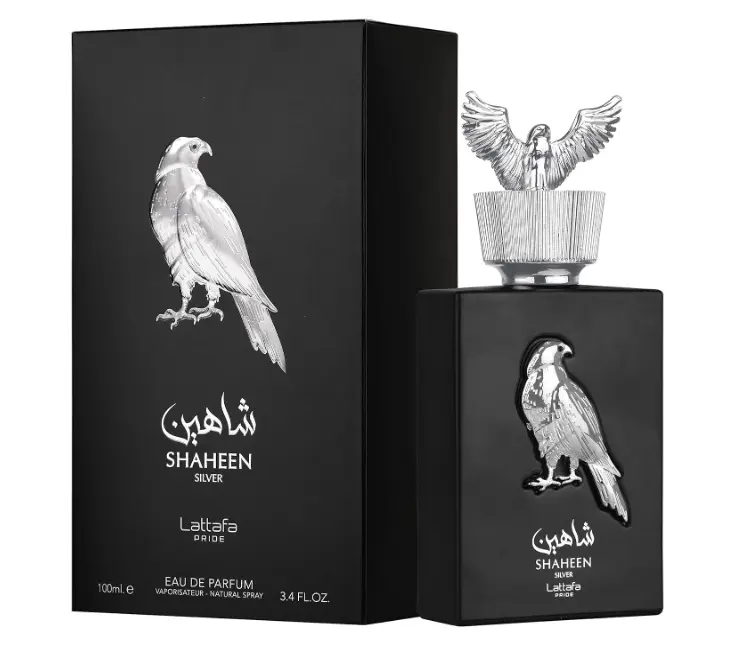 Lattafa Shaheen Silver Unisex Eau de Parfum Spray, 3.4 oz Woody Blended Fragrance with Bergamot & Rose Notes - Versatile, Sophisticated Long-Lasting Scent