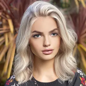 Jessie's Wig [Summer] Platinum Ash Blonde Bob 13x4 Lace Wavy Wig Glueless Human Hair Wig