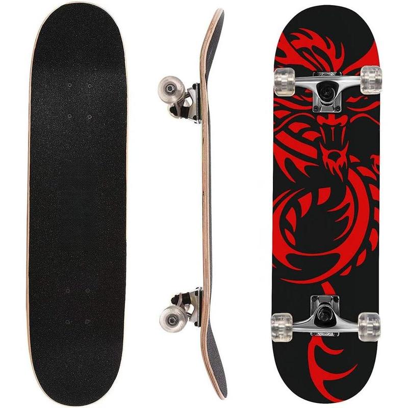 skateboard 31 inch Double Kick Skateboard Cruiser Longboard 8 Layer Maple Deck for Kids Beginners with PU  ABEC-7 Bearings & Carrying Bag Silent Wheels skateboard