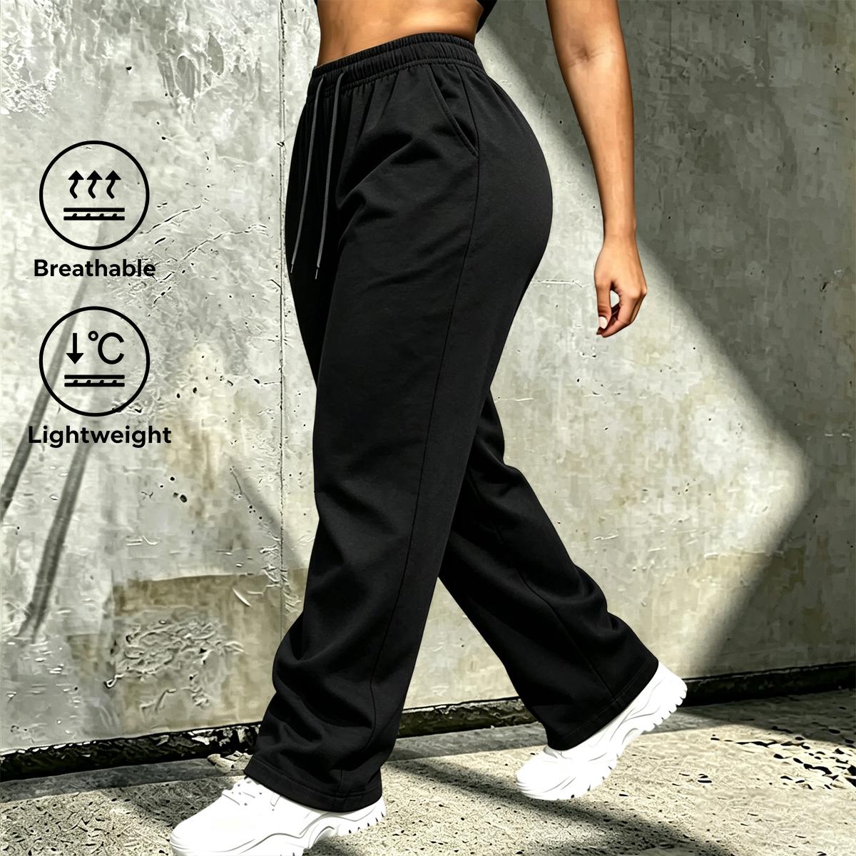 Two-pack elegant casual long pants—fashionable sport trousers with a double-pocket design, machine washable women’s pants that are versatile for home and outdoor wear.