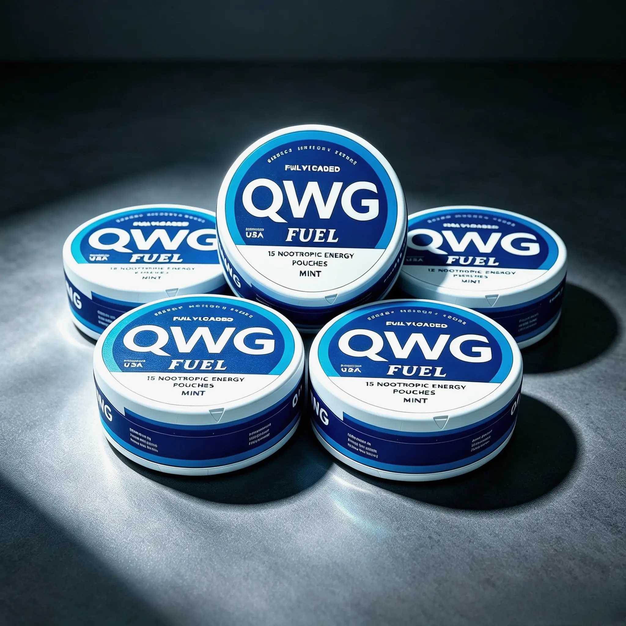5PCS QWG  Mint flavor Fuel Nootropic Mint Energy Pouches byQWG - Energy, Focus, Memory - Sugar Free SportBeverage