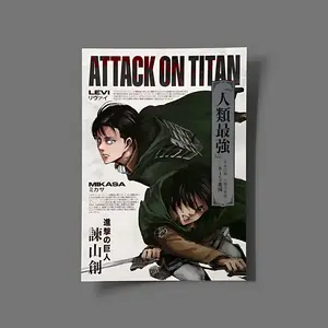 Attack on Titan Anime Manga Poster Art Print, AoT Levi Mikasa Vintage Japanese Wall Decor Artwork Christmas Gift Home Decoration - Unframed Poster
