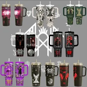 Band Music Tour 40oz Tumbler, Sleep Token 40 Oz Tumbler With Handle, Sleep Token Flamingo 40Oz, 40 Oz Printed Tumbler, Gift For Fan, Travel Insulated Double, Hot Cold Drink Cup