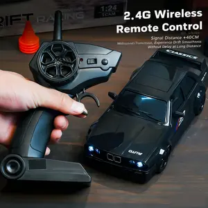 1:24 Remote Control Drift Car with 2.4GHz 4wd, Amazing Lights and Tires, Includes Road Obstacle Tools, Perfect Birthday Gift