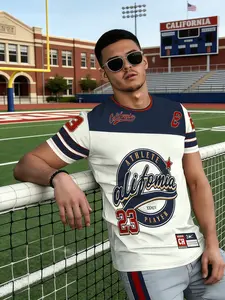 American Vintage Jersey Short Sleeve, California Street Style, Court Hero, Summer Cool Look, Long H-Type Fit