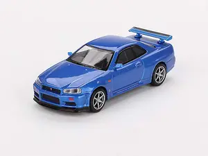 Nissan Skyline GT-R (R34) V-Spec – Bayside Blue (Mini GT) Diecast 1:64 Scale Model - TSM MGT00759