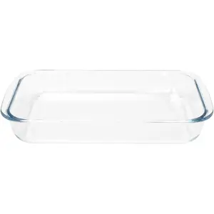 Basics Tempered Glass Baking Dish, 2 Quart Clear Oblong Dish Set, Casserole Dish Cooking Oven Bake