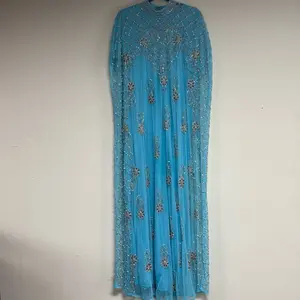 Luxury Long Beautiful High-Quality Women's Wear for Rich Aunties, Beaded Cape Dress with Elegant Design