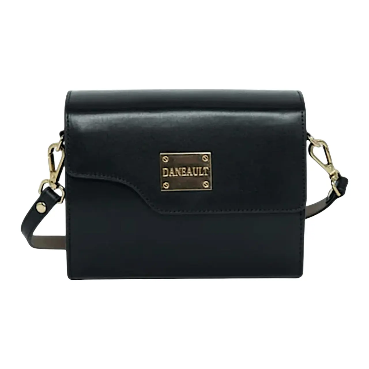 DANEAULT Small Reversible Purse - The Robbie - Elegant 2-in-1 Leather Handbag for Women - Dual-Color Reversible Design - Adjustable Strap - Crossbody & Shoulder Bag - Women’s Handbag - Black & Taupe