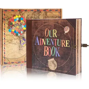 Our Adventure Book 146-Page DIY Handmade Scrapbook, Embossed Leather Cover - Ideal for Memories, Anniversary, Wedding, and Best Friend Gift - Inspired by the 'Up' Saga