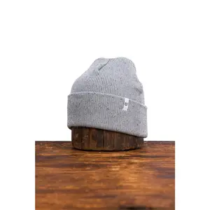 Grey Fleck Easy Fit Fine Gauge Upcycled Cotton Beanie - S/M and L/XL