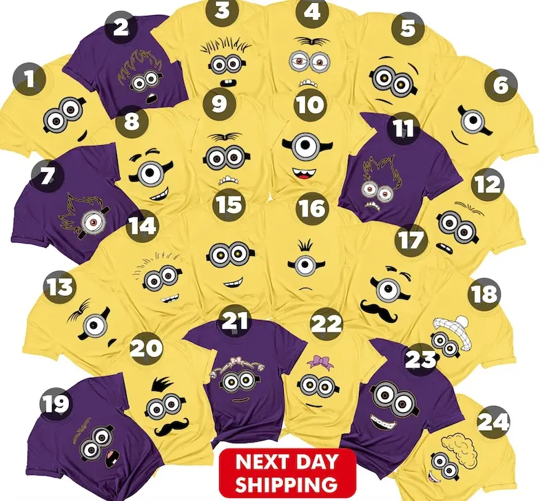Custom Minion Face Costume Shirts, Minion Group Shirt, Care Bear Tee, Funny Halloween Party Costume, Personalization Matching Family.