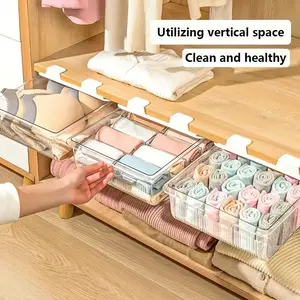Large Heavy-Duty Space-Saving Wall-Mounted Underwear and Socks Organizer, Durable Plastic with Transparent Rack, Lightweight Design for Closet Storage