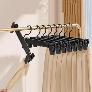 10pcs Pants Hangers Clips, No-Trace Clothes Rack with Clamps for Hanging Pants & Dresses, Space-Saving Storage Solution