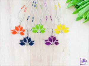 Beaded Floating Lotus Flower Necklace - Handmade and Spiritual Jewelry