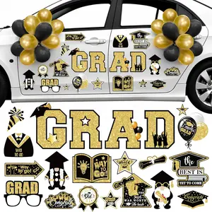 KatchOn, Graduation Car Magnets with Balloons - Pack of 51| Magnetic Grad Stickers, Grad Balloons for Grad Parade Car Decor, Class of 2026 Decorations| Black and Gold Graduation Decorations 2026
