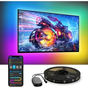 Smart LED TV with Bluetooth and Wi-Fi control functions, RGBIC TV backlight suitable for 55 to 65-inch TVs, music synchronization, over 99 scene modes