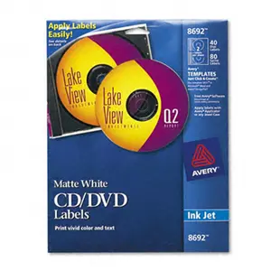 Avery  CD/DVD Labels for Inkjet Printers White Matte 40 Pack