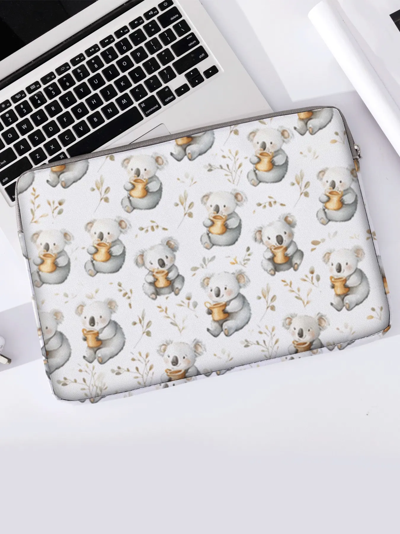 Koala Pattern Printed Notebook Bag, Soft Laptop Sleeve, Fits Notebooks, Tablets, Zippered Storage Pouch, Casual Style, All Seasons