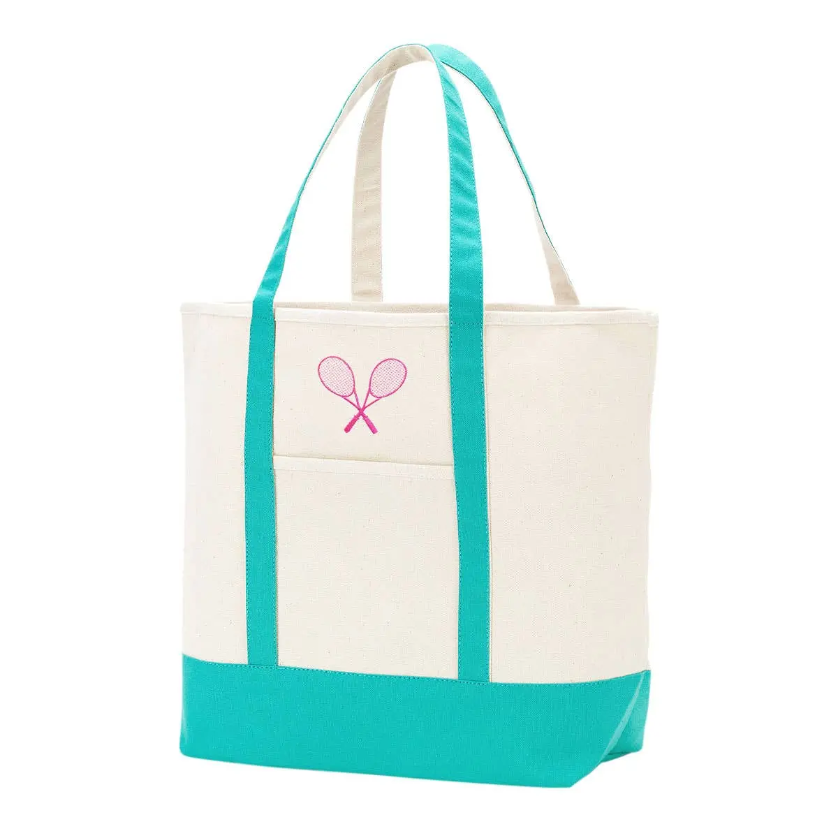 Tennis Rackets Everyday Tote Tropical Beach Shopping Travel Canvas Bag #M733VL-MINT-TENNIS