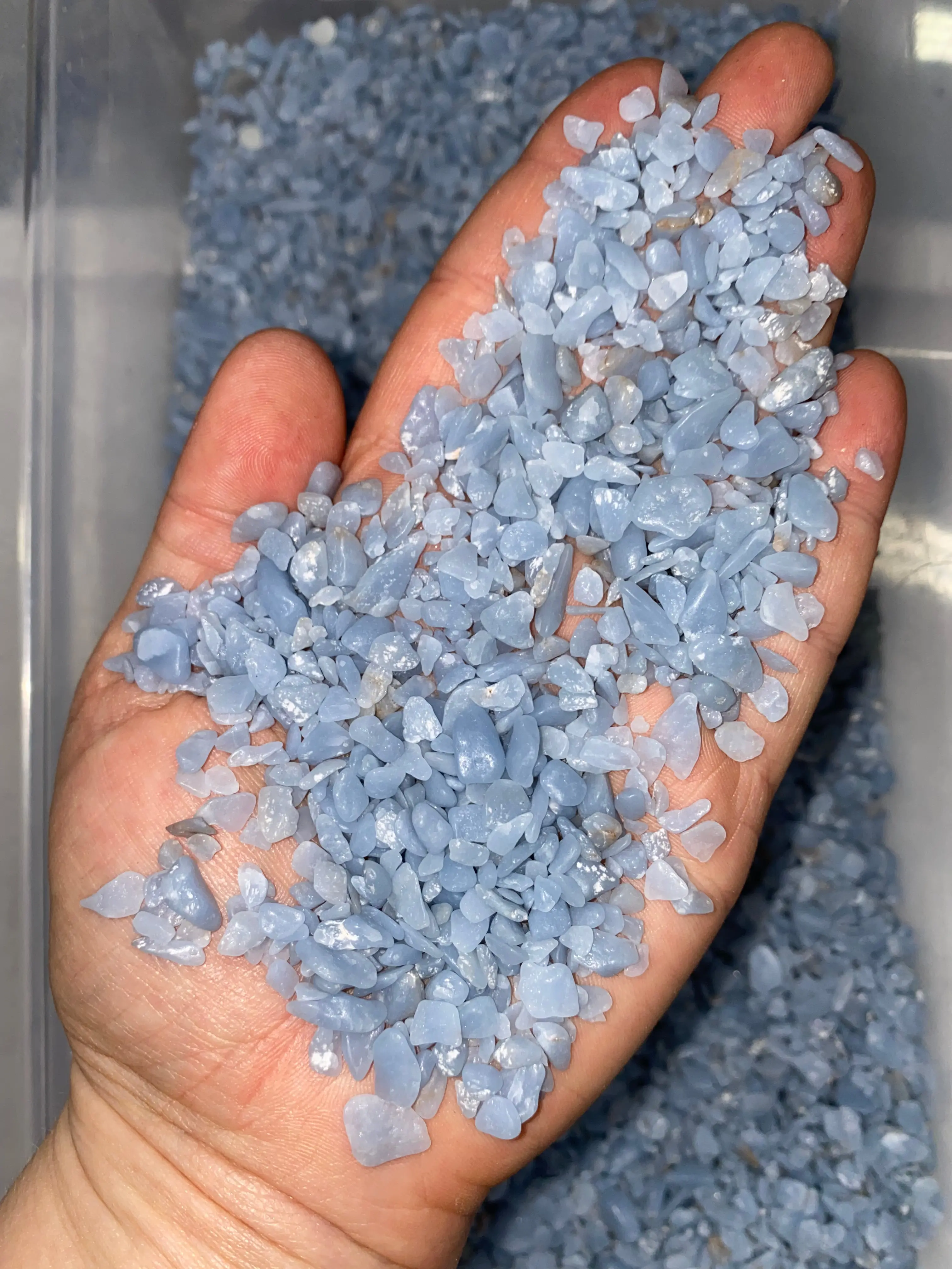 Angelite Stone Chips 5mm to 7mm (1lb bag) Angelite Crystal chips - Angelite tumbled stones - Anhydrite crystal - Anhydrite stone chips