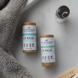 J&L Naturals Lip Balm Duo - Hydrating & Peppermint Balm - Ideal for Skincare - Comfortable for Daily Use - 2 Pack - 0.3 oz Each