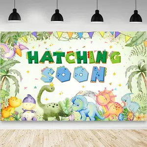 Dinosaur  Shower Backdrop for Boy Hatching Soon Dinosaur Theme Decorations Banner Green  Shower Party Decorations Banner Photo Studio Props 70.8 x 43.3 inch