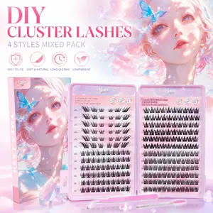 3 Pcs Self-Adhesive Lashes Set, Natural Thin Fluffy Reusable Anime False Lashes, No Glue Needed, Large Pack for Cosplay, Daily Use and Makeup, DIY Lash Kit