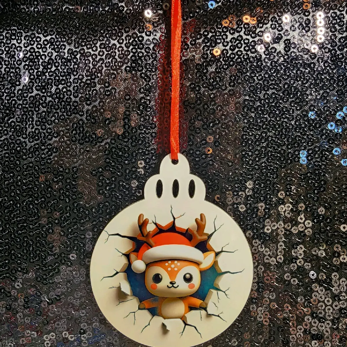 Reindeer Christmas ornament (front and back)