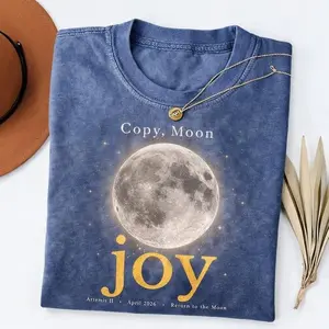 Copy Moon Joy Quote Shirt, Lunar Graphic Tee, Minimal Space , Gift For Women, Trend Inspired Night Sky Fashion Statement