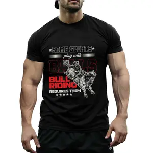 Rodeo Bull Riding Enthusiast T-Shirt - 100 Cotton, Short Sleeve, Round Neck, Casual Printed Tee for All Seasons