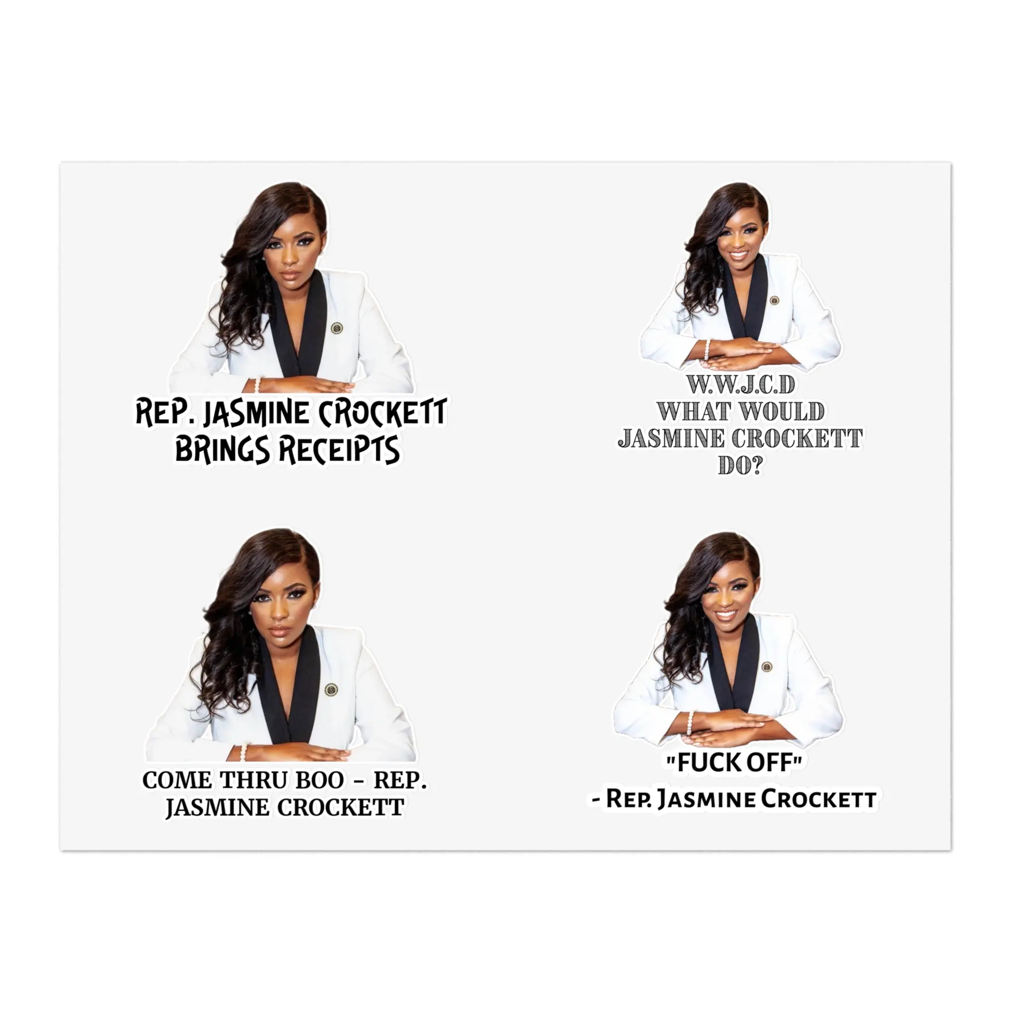 Rep Jasmine Crockett Quote Sticker Pack - Political Satire Decals - Feminist Merch - Protest Stickers