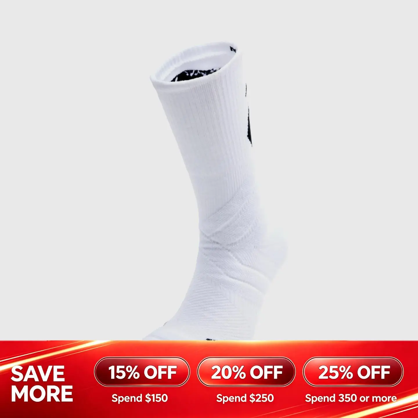 ANTA Unisex Crew Socks White Cotton Gym Sportswear