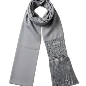 Catrina Rebozo with Intricate Black and White Lattice Pattern and Soft Silky Texture