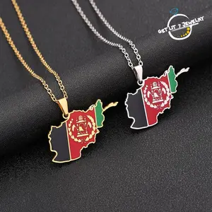 Afghan map & flag pendant necklace | Elevate Your Style with Elegance | Anniversary Gift | Selected Gift | Creative Ethnic Map Pendant Necklace