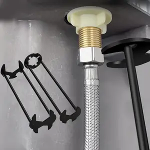2-Piece Bathroom Wrench Set: Socket Wrench for Bathroom Sink Faucet Installation and Repair—4-Claw Hex Tool for Tight Spaces; An Essential, Convenient Tool for Removing and Tightening Plumbing Angle Valves.