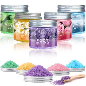 GKGU Foot Bath Salt - Hypoallergenic Sea Salt for Sensitive Light Beige, Deep Cleansing & Moisturizing, with Natural Ingredients - Soak Bath for Cracked Heels, Pedicure/Manicure Prep, Spa & Home Use - 60g (2.12oz) - Oceaninspired Design