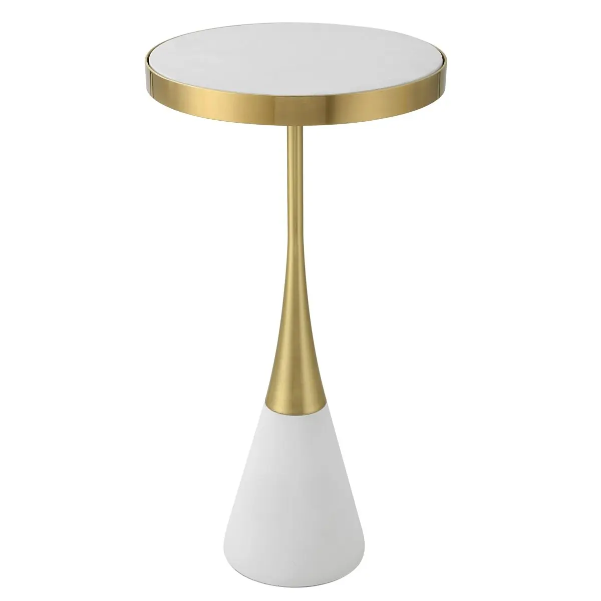Apex Modern Concrete Rectangle Top Side Table - Brushed Brass Metal-Accented Indoor Side Table, 13w x24in Dimensions, 17.68 Lbs.