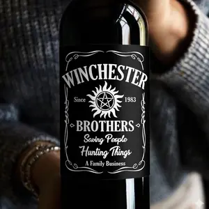 WinchesterBrothers Label, Funny Wine Label, Gift for Bro, Best Friend Gift, Gift Box Wine, WinchesterBrother Fan, SPN Gift
