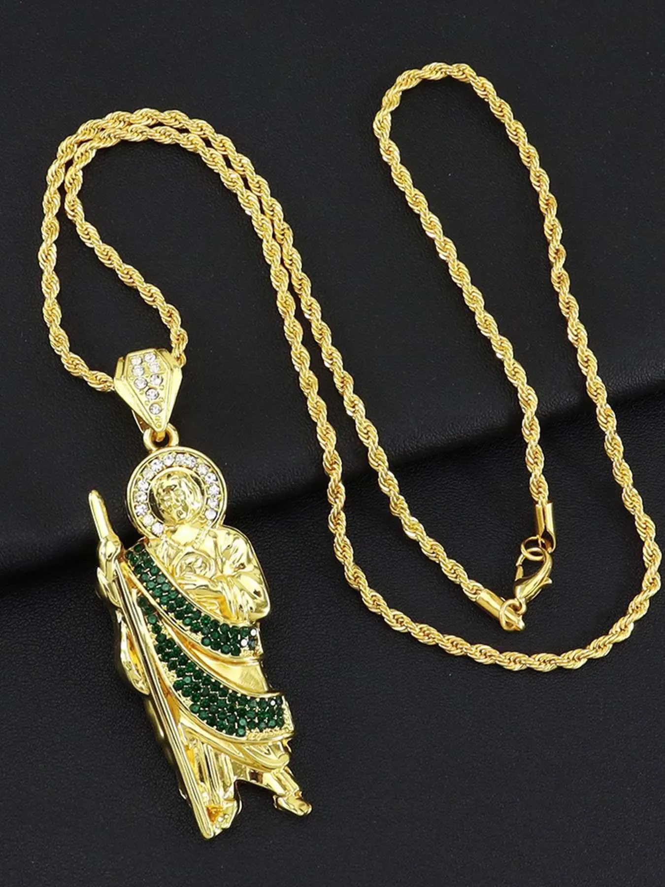 Saint Jude Pendant Necklace, Alloy Necklace, Fashion Jewelry for Party, Daily Clothing Decor, Trendy All-match & Exquisite Jewelry for Birthday Gift, Dangling Charms Necklace