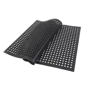 Industrial Rubber Anti-Fatigue Hexagonal Drainage Mat, 59" x 35" Non-Slip Floor Mat, Heavy Duty Commercial Bar Kitchen Restaurant Safety Mat for Wet Areas with Oil & Liquid Resistance