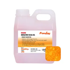2LB Fonday Premium Moisture Indicating Silica Gel Desiccant Orange to Green Rechargeable Industry Standard Bead Size 3 to 5mm