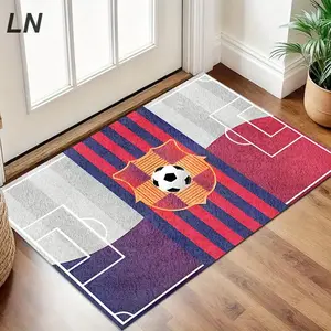Soccer Mat - Official Team Crest & Pitch Design, Large Rectangular Floor Mat for Home