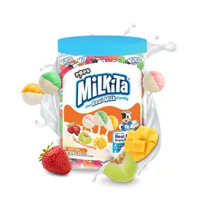 Milk Candy Lollipop Jar (28 ct): Milkita Assorted Healthy Candy for Adults & Kids – Calcium-Rich Treats Made with Real Milk – Gluten-Free, Fat-Free, & Low-Sugar Snacks (Chocolate, Strawberry, Banana, & Honeydew)