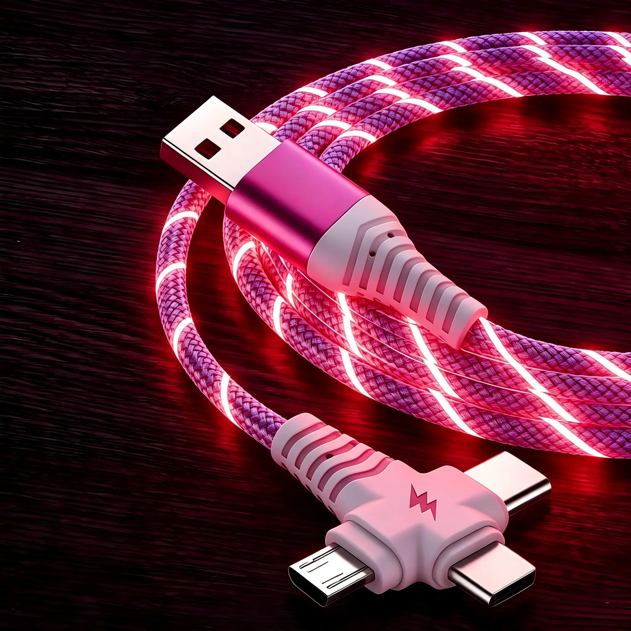 3IN1 Multi Ports LED Pink