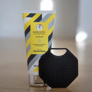Cleverman Energizing Face & Beard Scrub + Face Srubber for Skin Repair - Skincare Cleansing Silicone Cleansing Silicone Argan Argan Oil